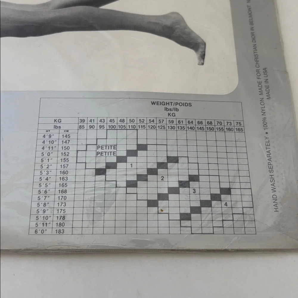 Vintage Christian Dior Pantyhose‎ Alabaster 4443 Ultrasheer Sandle Foot Size 3